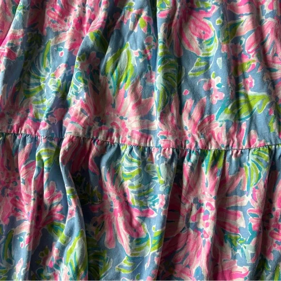 Lilly Pulitzer Loro Midi Swing Floral Pink and Blue Kids Dress - Picture 3 of 3